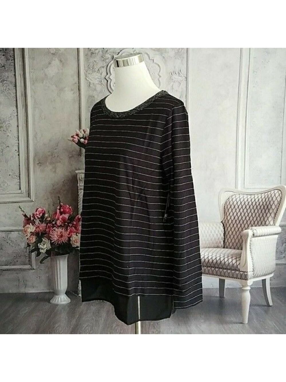 𝅺new Directions Pullover Boat Neck Long Line Long Sleeve Top Plus Size 0X NWT - Picture 6 of 9